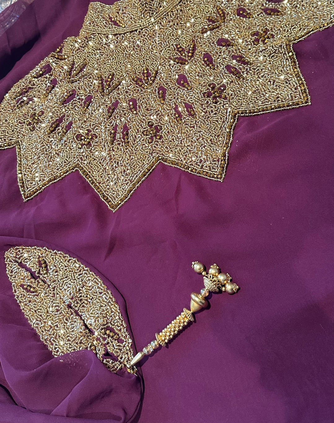 Abaya Cape de Dubaï perlée en 2 pièces