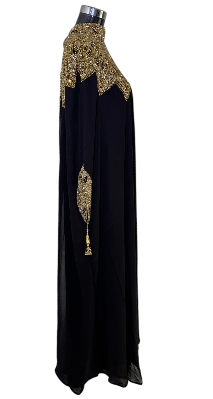 Abaya Cape de Dubaï perlée en 2 pièces