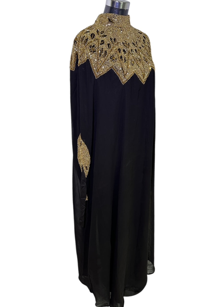 Abaya Cape de Dubaï perlée en 2 pièces