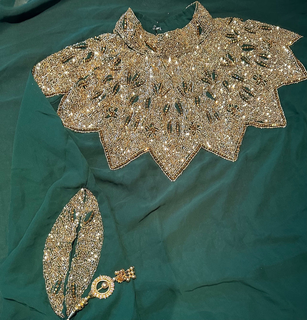 Abaya Cape de Dubaï perlée en 2 pièces