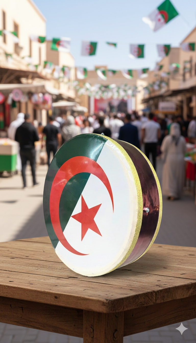 Bendir avec le drapeau algérien 🇩🇿 10cm/35cm