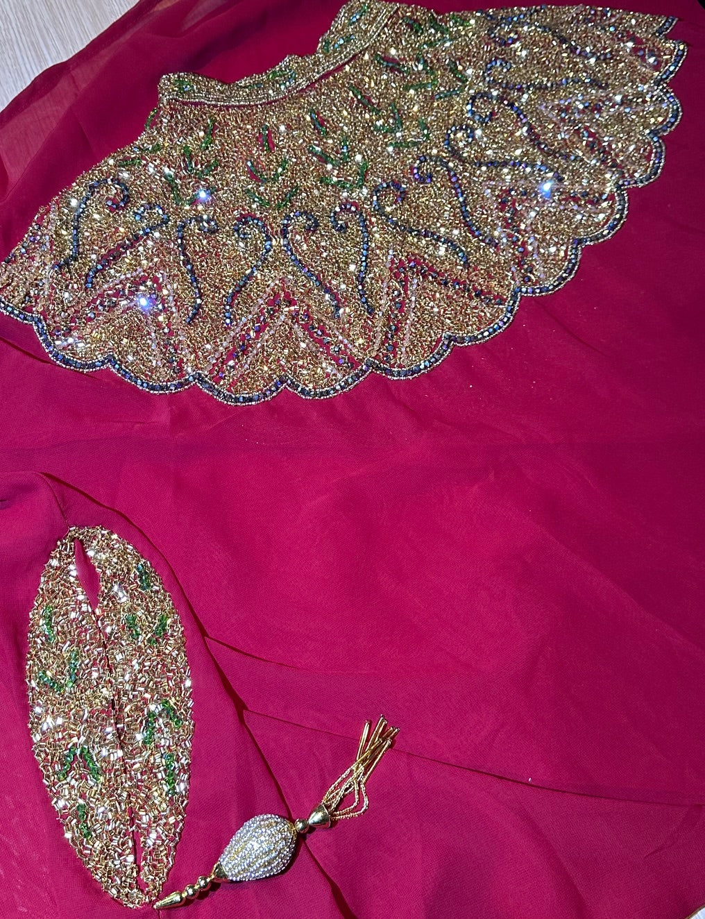 Abaya Cape de Dubaï perlée en 2 pièces