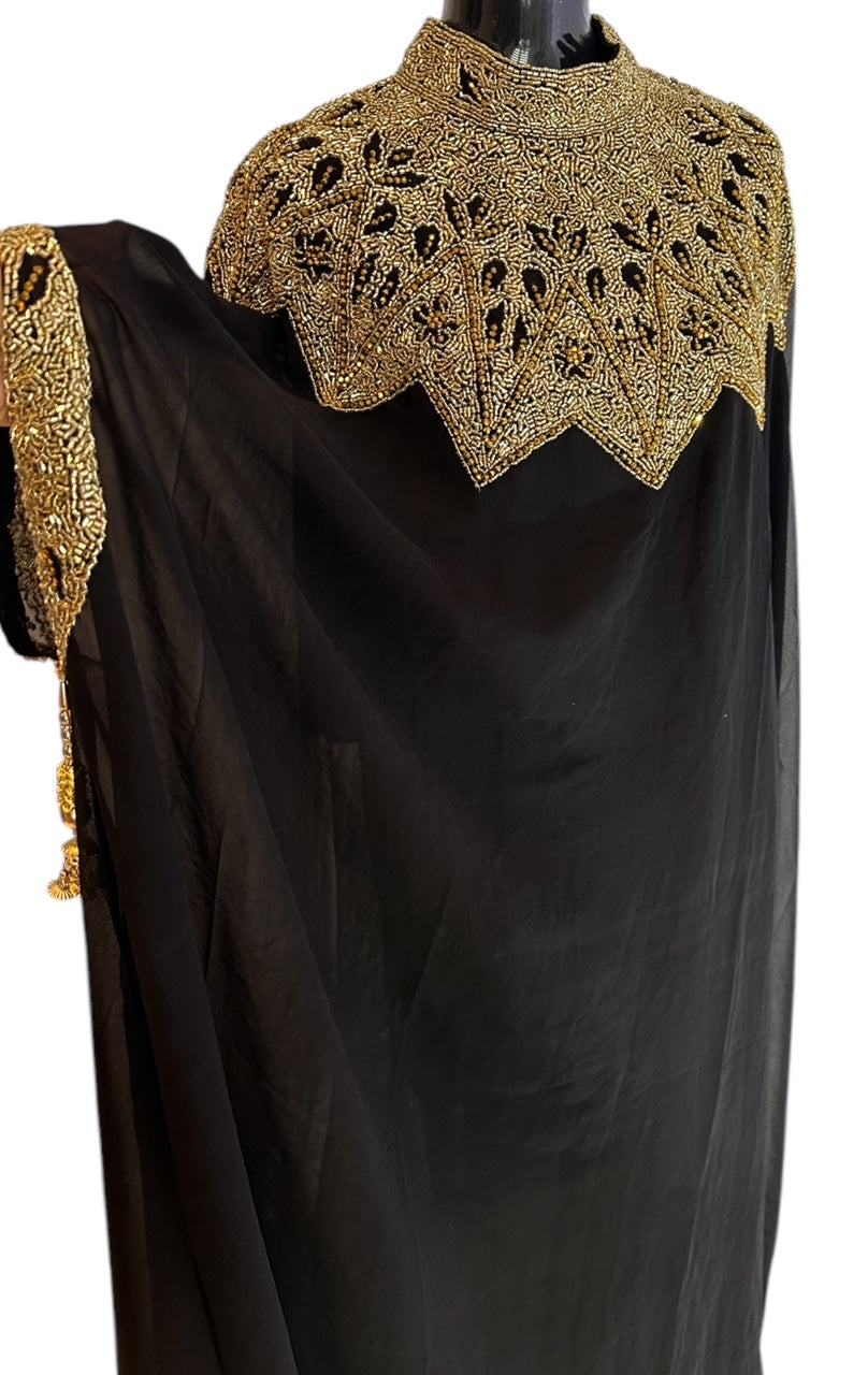Abaya Cape de Dubaï perlée en 2 pièces