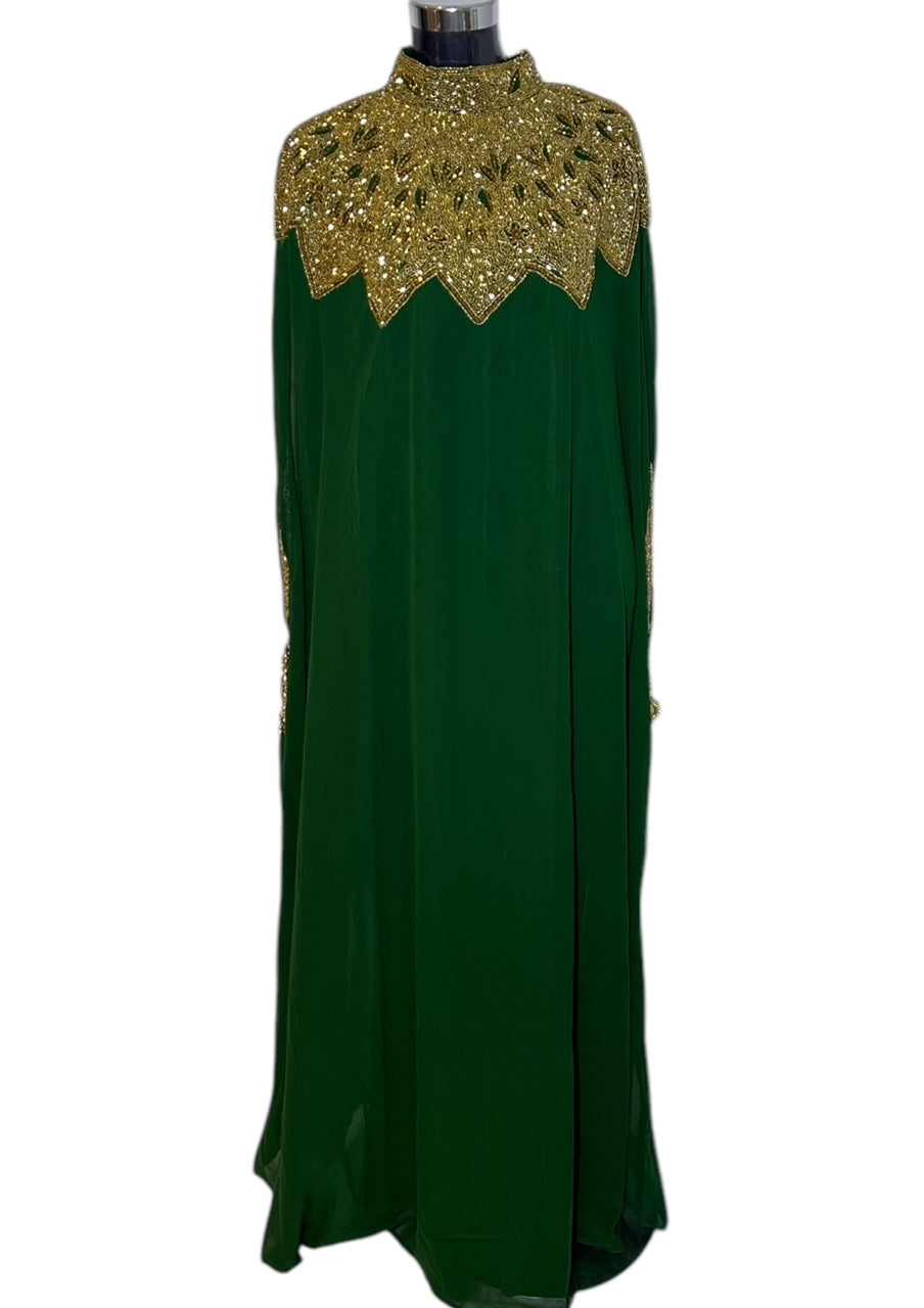 Abaya Cape de Dubaï perlée en 2 pièces
