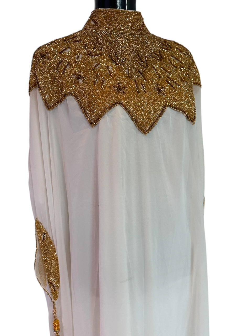 Abaya Cape de Dubaï perlée en 2 pièces
