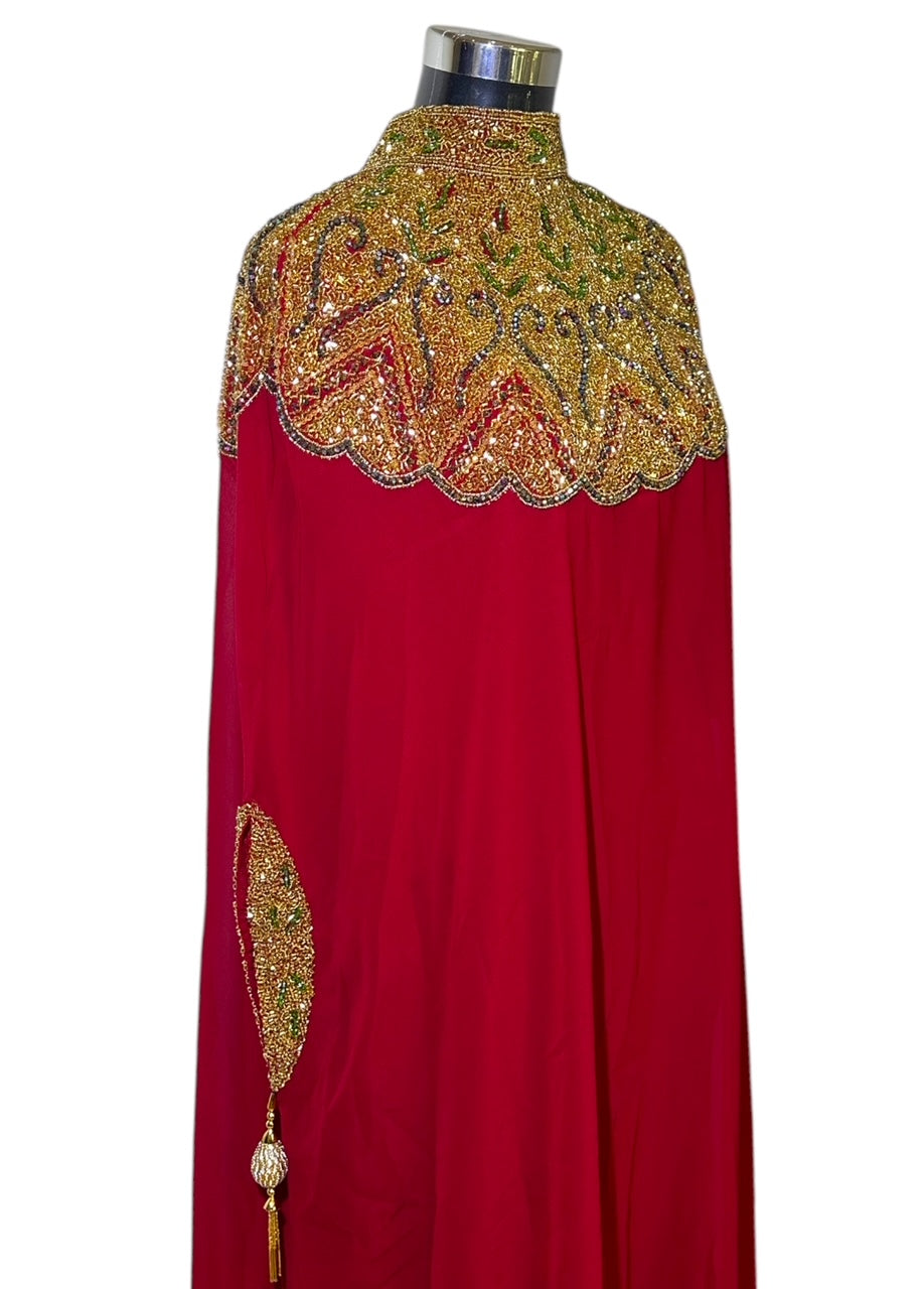 Abaya Cape de Dubaï perlée en 2 pièces