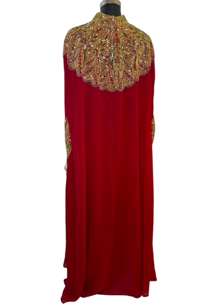 Abaya Cape de Dubaï perlée en 2 pièces