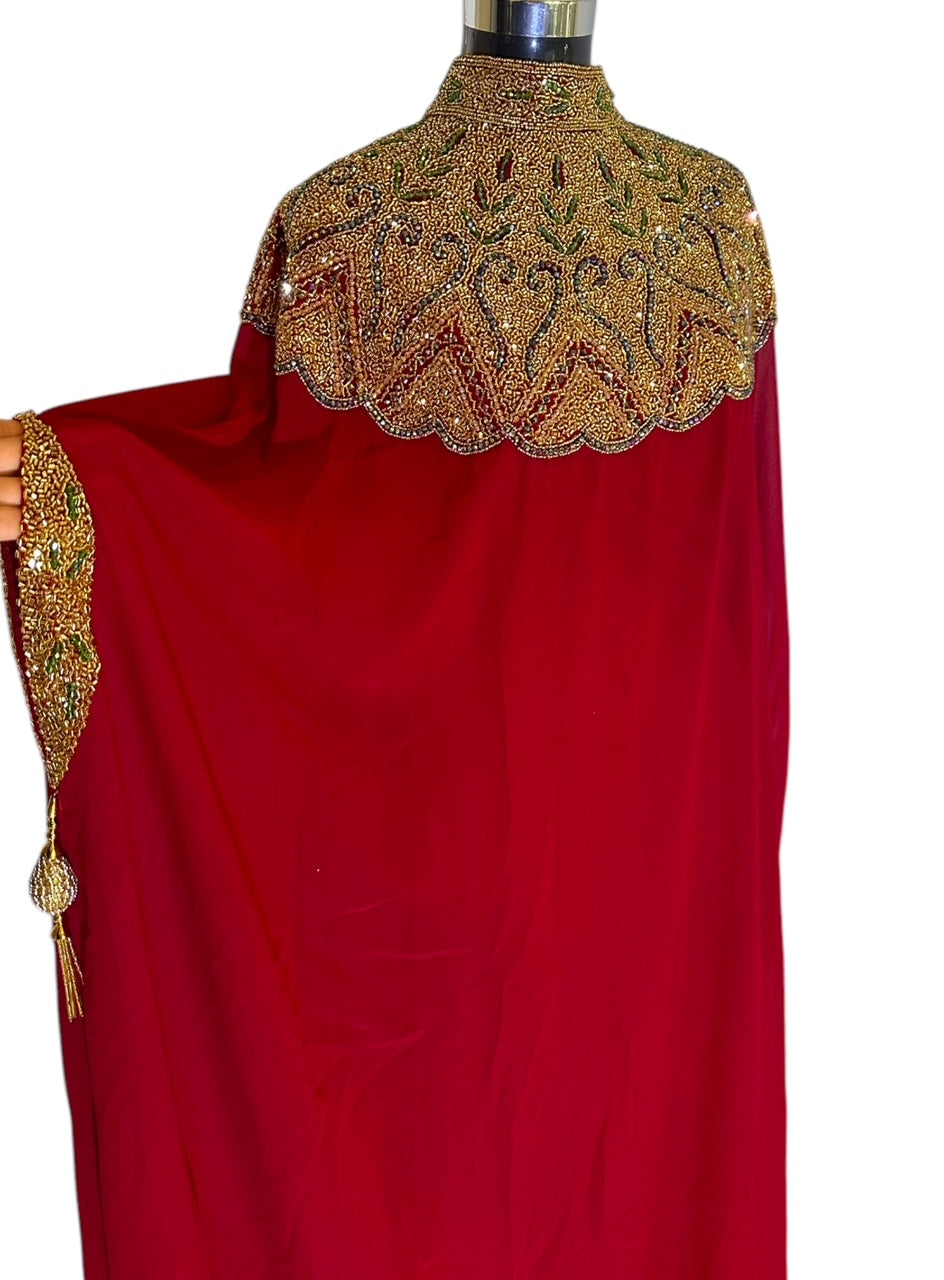 Abaya Cape de Dubaï perlée en 2 pièces